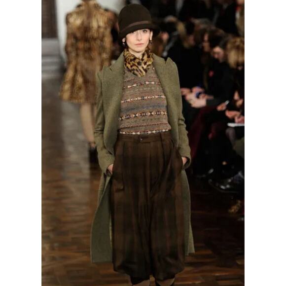 Ralph Lauren Collection Purple Label Wool Cashmere Long Coat Tweed Runway 10 M/L - Picture 1 of 10
